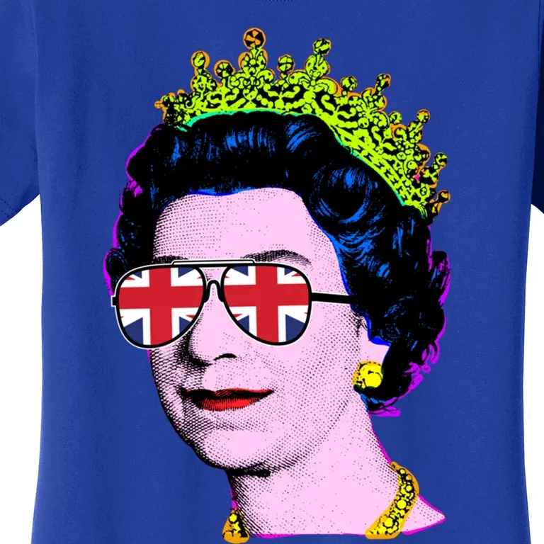 Elizabeth Union Jack Sunglasses Pop Art Queen Of England Great Gift Women's T-Shirt