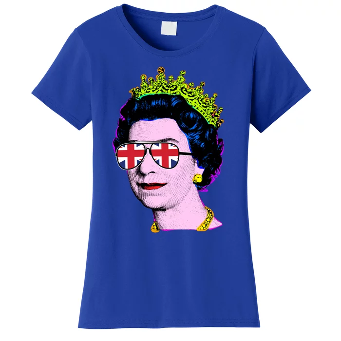 Elizabeth Union Jack Sunglasses Pop Art Queen Of England Great Gift Women's T-Shirt