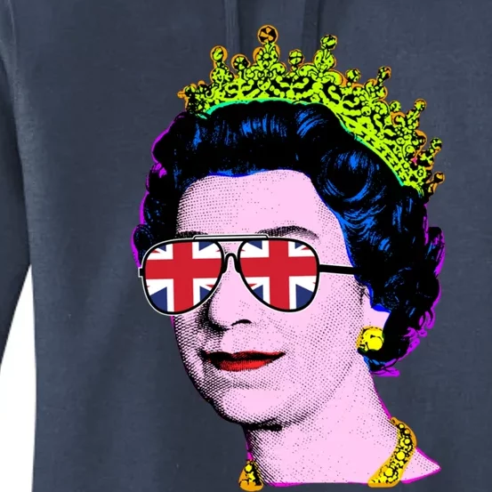 Elizabeth Union Jack Sunglasses Pop Art Queen Of England Great Gift Women's Pullover Hoodie