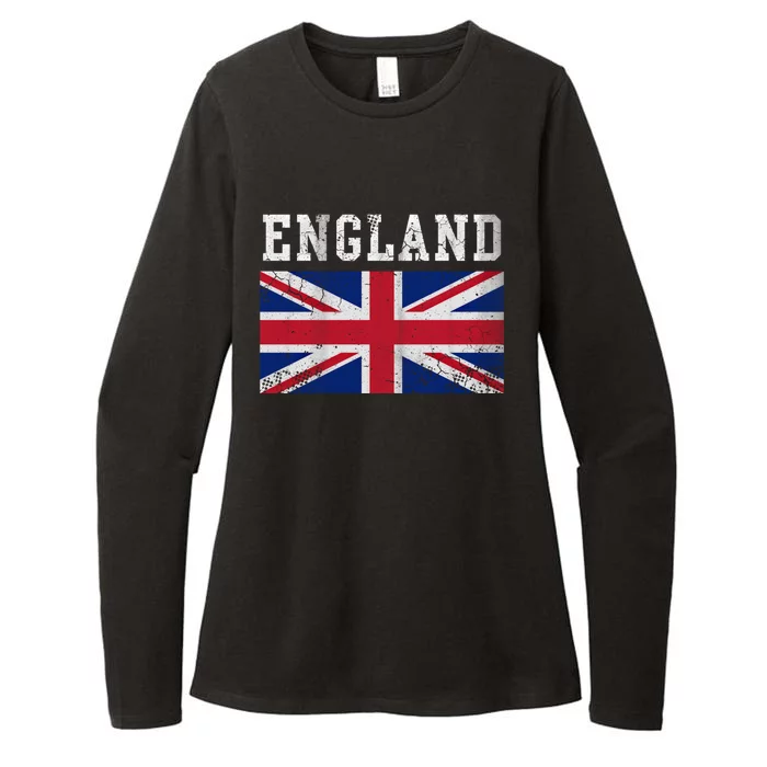 England Union Jack United Kingdom British Flag Vintage Faded Funny Gift Womens CVC Long Sleeve Shirt