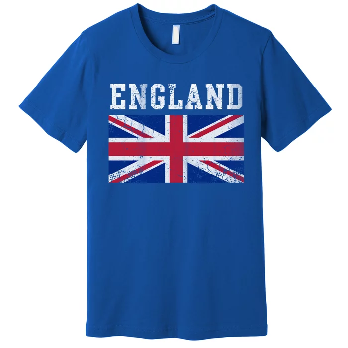 England Union Jack United Kingdom British Flag Vintage Faded Funny Gift Premium T-Shirt