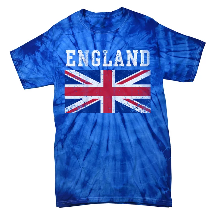 England Union Jack United Kingdom British Flag Vintage Faded Funny Gift Tie-Dye T-Shirt