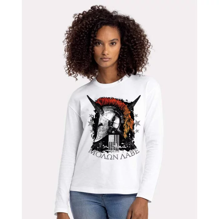 Epic Usa Molon Labe Come And Take Them Spartan 2nd Amendment Womens Cotton Relaxed Long Sleeve T-Shirt