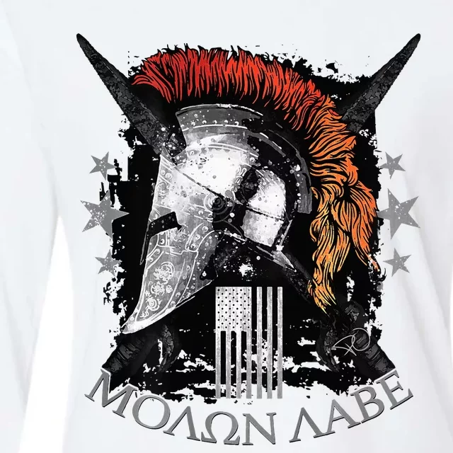 Epic Usa Molon Labe Come And Take Them Spartan 2nd Amendment Womens Cotton Relaxed Long Sleeve T-Shirt