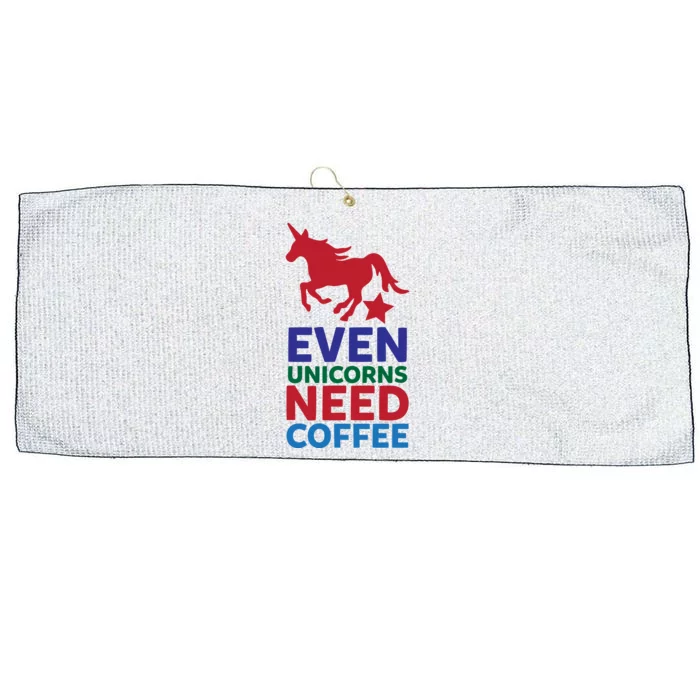 EVEN UNICORNS NEED COFFEE Large Microfiber Waffle Golf Towel