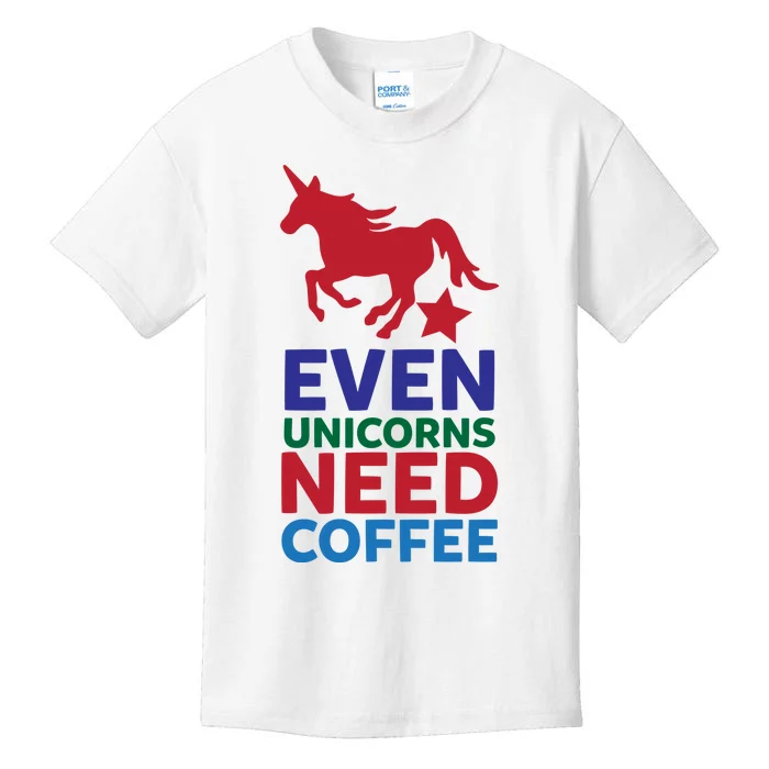 EVEN UNICORNS NEED COFFEE Kids T-Shirt