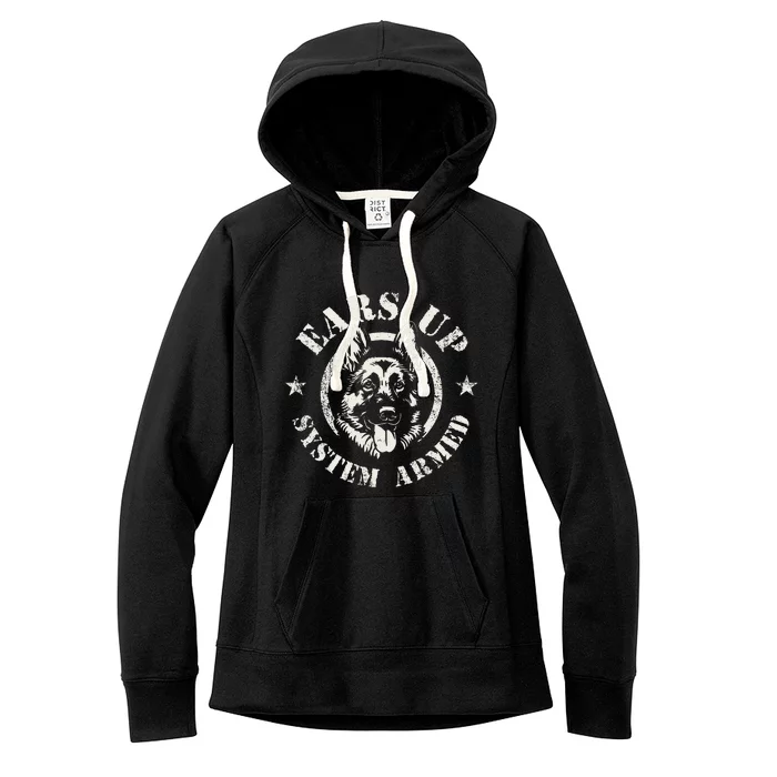 Ears Up System Armed German Shepherd Canine Dog Women's Fleece Hoodie