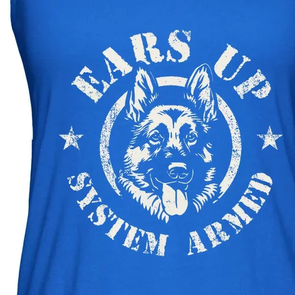 Ears Up System Armed German Shepherd Canine Dog Ladies Essential Flowy Tank