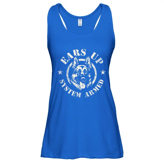 Ears Up System Armed German Shepherd Canine Dog Ladies Essential Flowy Tank