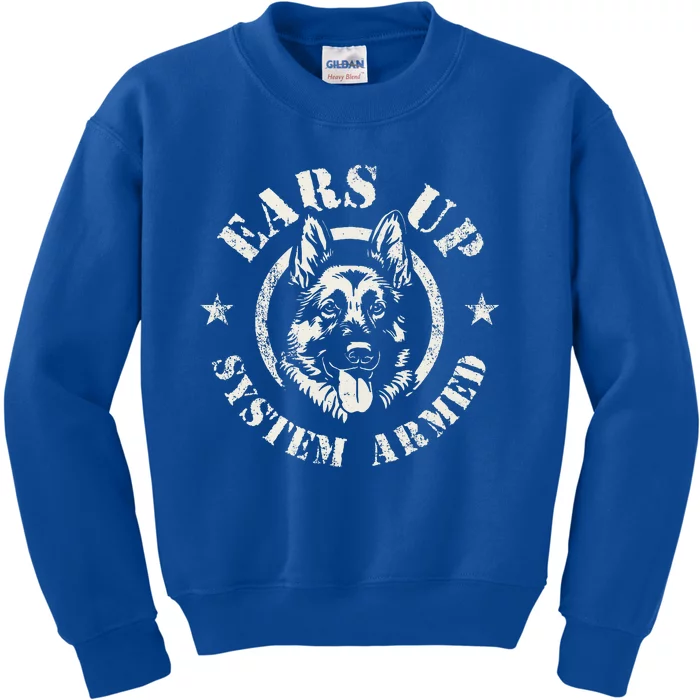 Ears Up System Armed German Shepherd Canine Dog Kids Sweatshirt