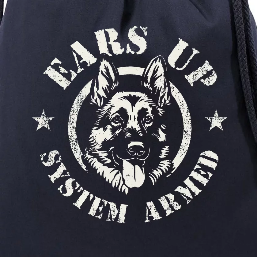 Ears Up System Armed German Shepherd Canine Dog Drawstring Bag