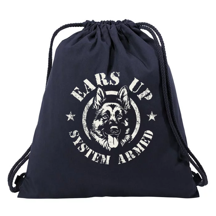 Ears Up System Armed German Shepherd Canine Dog Drawstring Bag