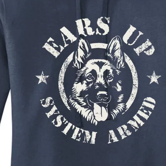 Ears Up System Armed German Shepherd Canine Dog Women's Pullover Hoodie