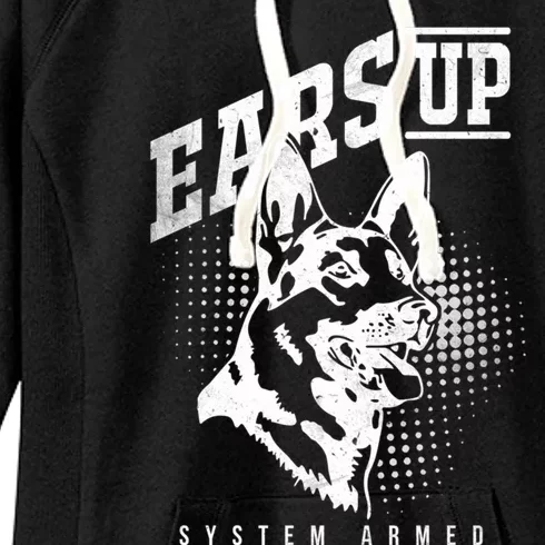 Ears Up System Armed Ger Shepherd Owners Ger Shepherd Gift Women's Fleece Hoodie