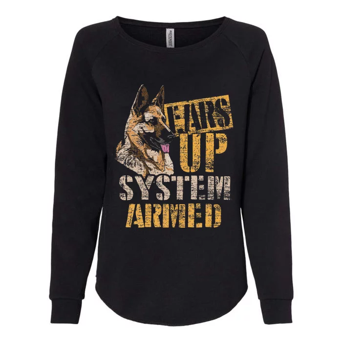 Ears Up System Armed German Shepherd Womens California Wash Sweatshirt