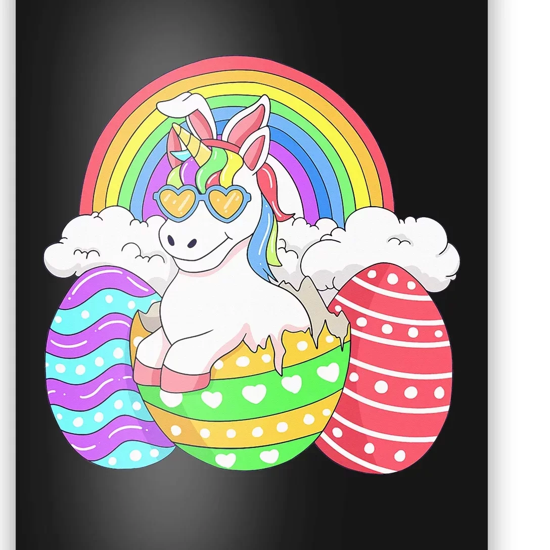 Easter Unicorn With Eggs Happy Easter Poster