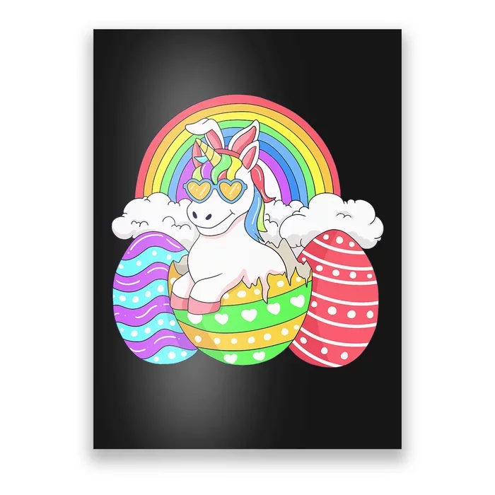 Easter Unicorn With Eggs Happy Easter Poster