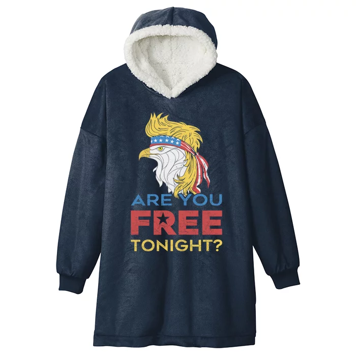 Eagle Vintage 4th Of July You Free Tonight Cool Gift Hooded Wearable Blanket