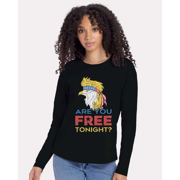 Eagle Vintage 4th Of July You Free Tonight Cool Gift Womens Cotton Relaxed Long Sleeve T-Shirt