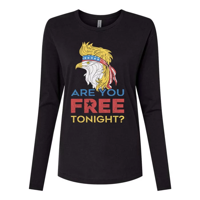 Eagle Vintage 4th Of July You Free Tonight Cool Gift Womens Cotton Relaxed Long Sleeve T-Shirt