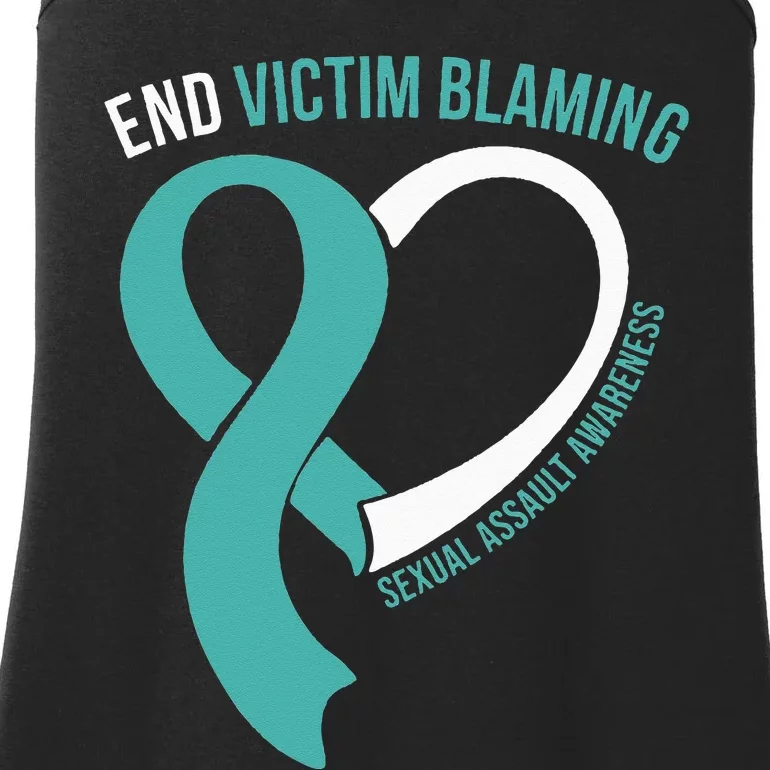 End Victim Blaming Ribbon Heart Sexual Assault Awareness Ladies Essential Tank