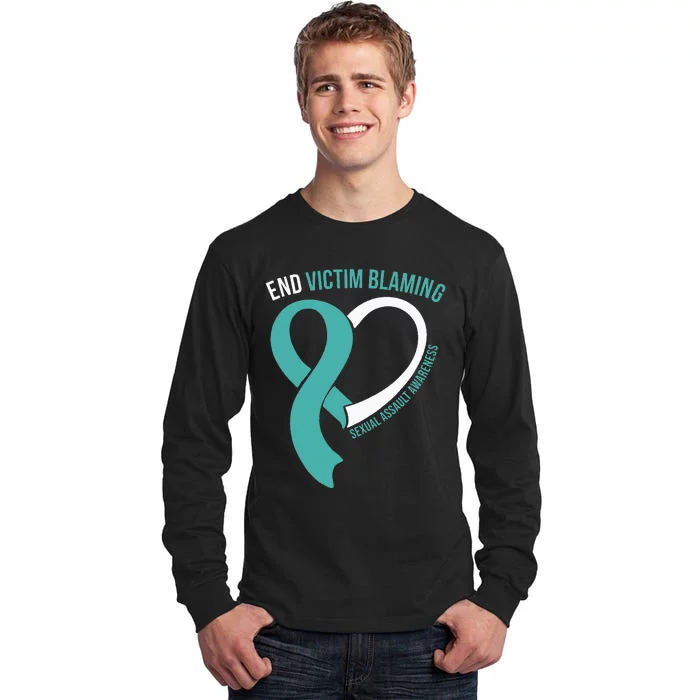 End Victim Blaming Ribbon Heart Sexual Assault Awareness Tall Long Sleeve T-Shirt