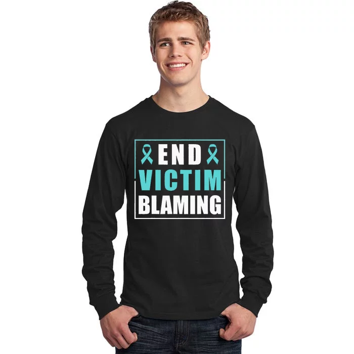 End Victim Blaming Sexual Assault Awareness Ribbon Tall Long Sleeve T-Shirt