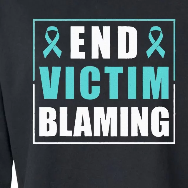 End Victim Blaming Sexual Assault Awareness Ribbon Cropped Pullover Crew