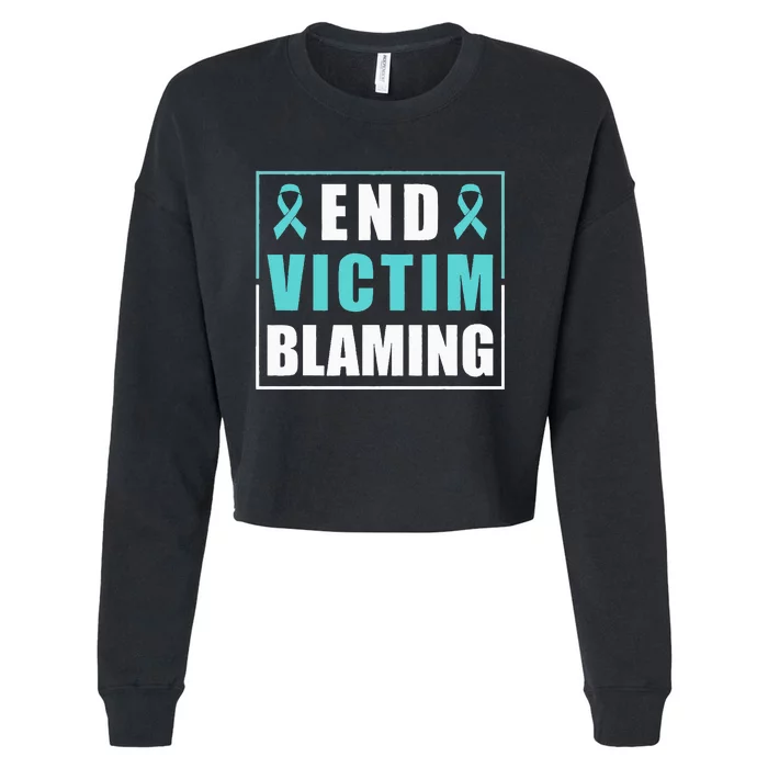 End Victim Blaming Sexual Assault Awareness Ribbon Cropped Pullover Crew