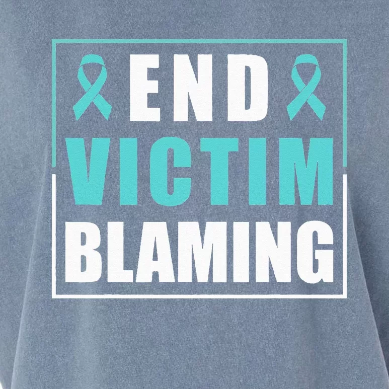 End Victim Blaming Sexual Assault Awareness Ribbon Garment-Dyed Women's Muscle Tee