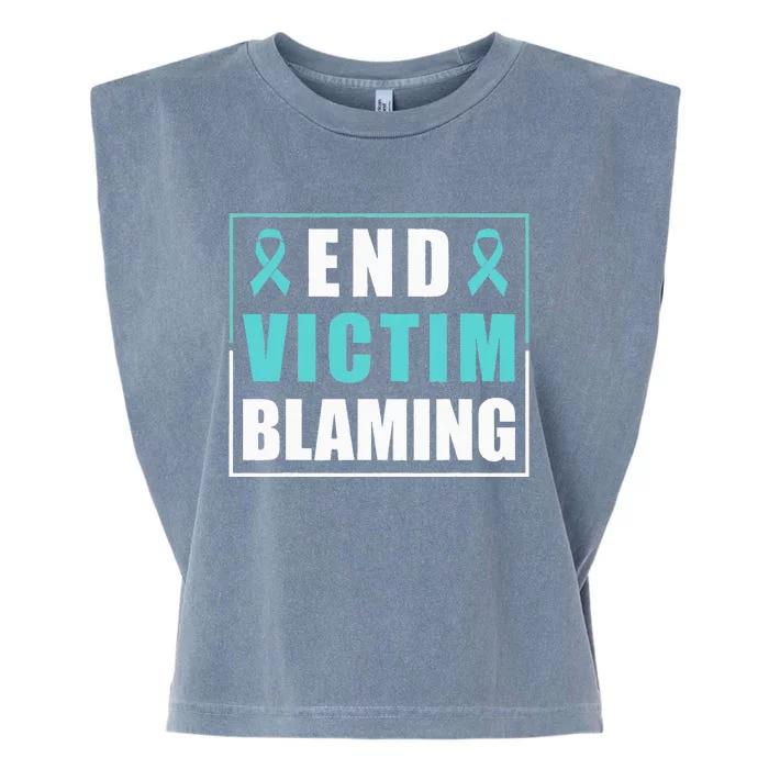 End Victim Blaming Sexual Assault Awareness Ribbon Garment-Dyed Women's Muscle Tee