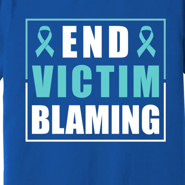 End Victim Blaming Sexual Assault Awareness Ribbon Great Gift Premium T-Shirt