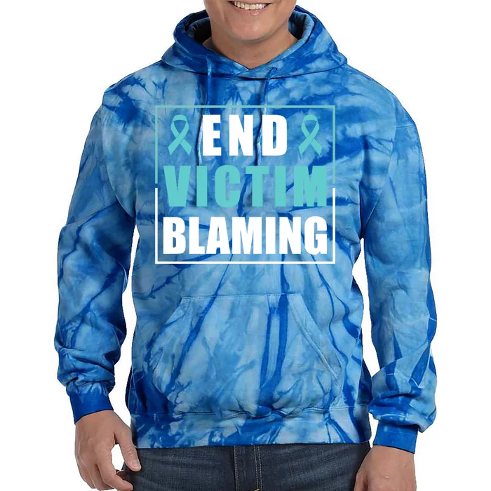 End Victim Blaming Sexual Assault Awareness Ribbon Great Gift Tie Dye Hoodie