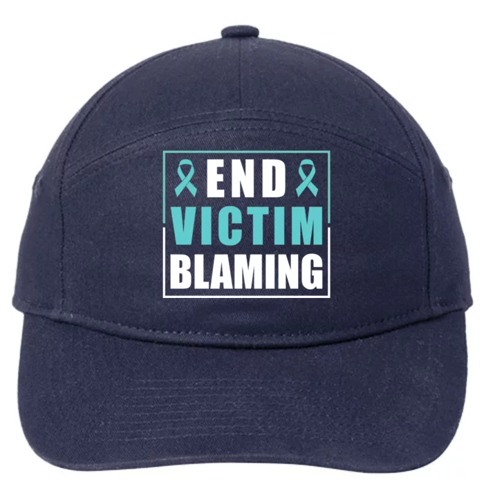 End Victim Blaming Sexual Assault Awareness Ribbon Great Gift 7-Panel Snapback Hat