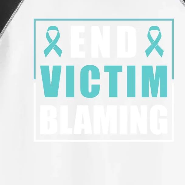 End Victim Blaming Sexual Assault Awareness Ribbon Cool Gift Toddler Fine Jersey T-Shirt