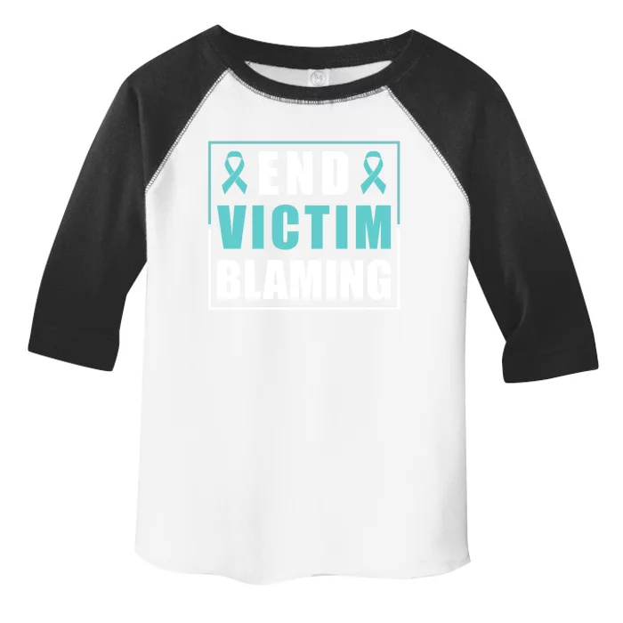 End Victim Blaming Sexual Assault Awareness Ribbon Cool Gift Toddler Fine Jersey T-Shirt