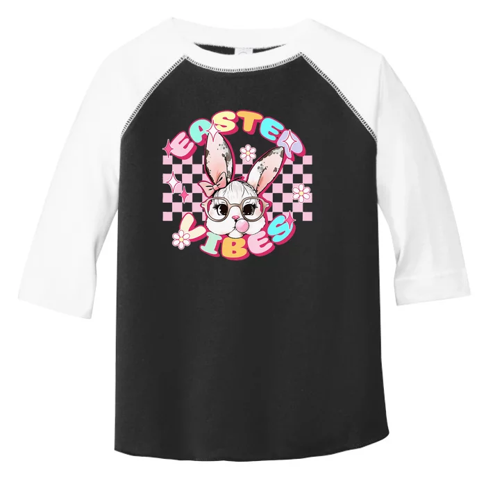 Easter Vibes Cute Bunny Rabbit Happy Easter Day Checkered Toddler Fine Jersey T-Shirt