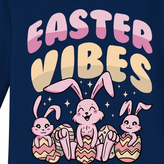 Easter Vibes Cute Bunnies Holiday Season Easter Sunday Gift Baby Long Sleeve Bodysuit