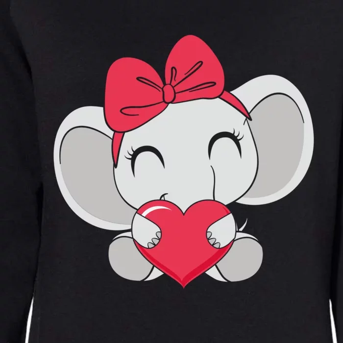 Elephant Valentines Day Love Heart Cute Elephant Hold Heart Gift Womens California Wash Sweatshirt