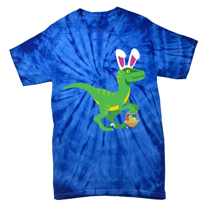 Easter Velicoraptor Dinosaur With Bunny Rabbit Ears Cool Gift Tie-Dye T-Shirt