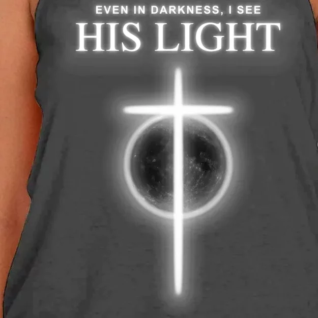 Even In The Darkness I See His Light Jesus Christian Women's Knotted Racerback Tank