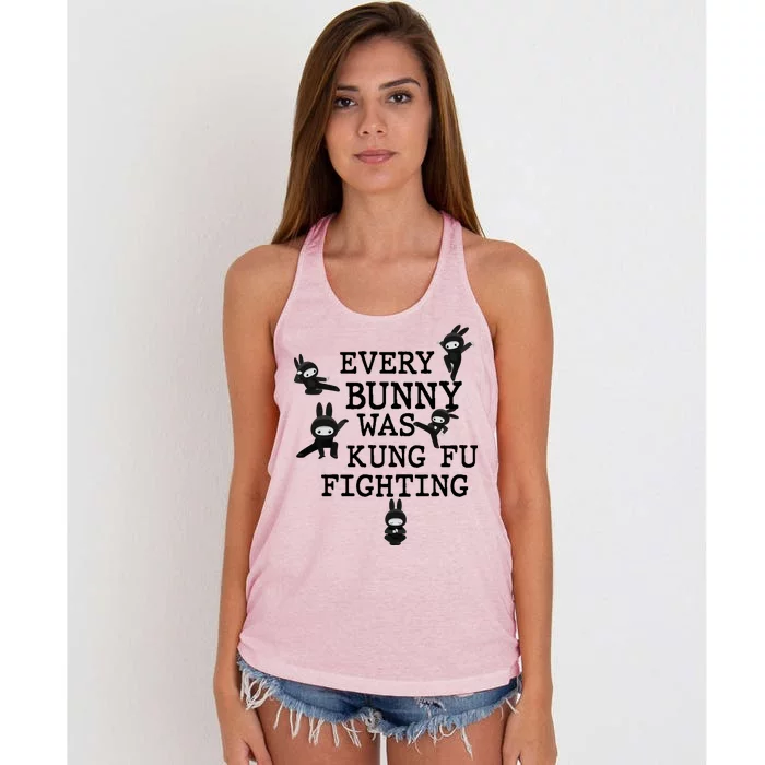 Every Bunny Was Kung Fu Fighting Women's Knotted Racerback Tank