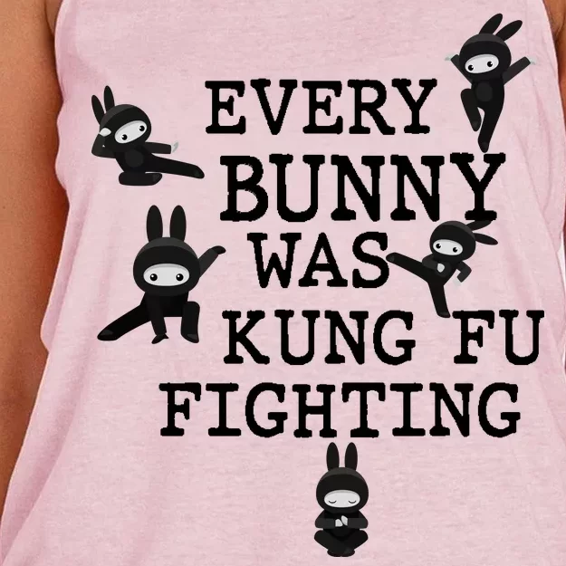 Every Bunny Was Kung Fu Fighting Women's Knotted Racerback Tank