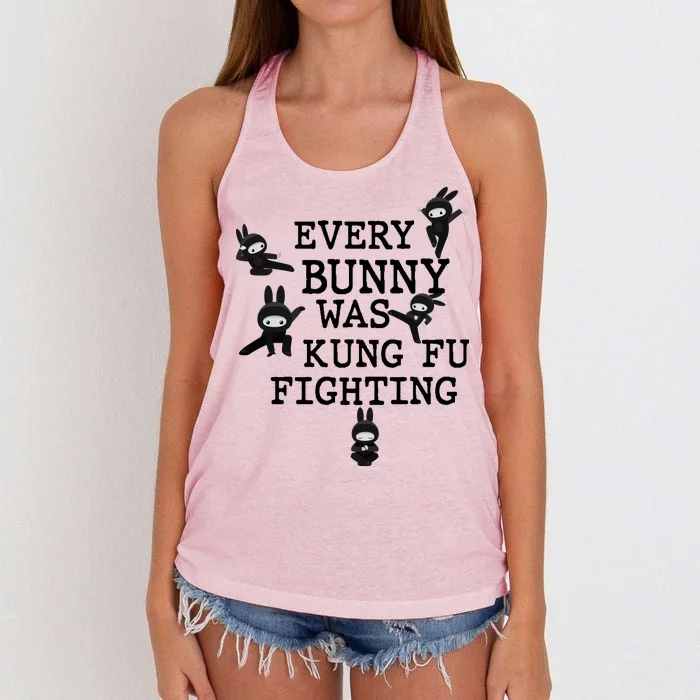 Every Bunny Was Kung Fu Fighting Women's Knotted Racerback Tank