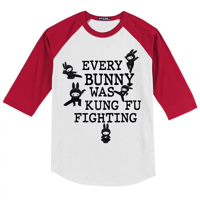 Every Bunny Was Kung Fu Fighting Kids Colorblock Raglan Jersey