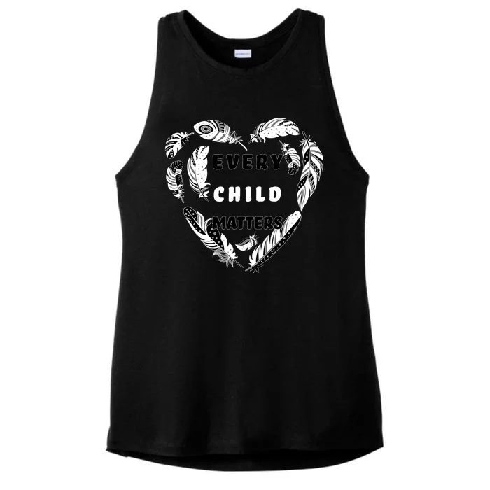 Every Child Matters Feather Heart Ladies Tri-Blend Wicking Tank