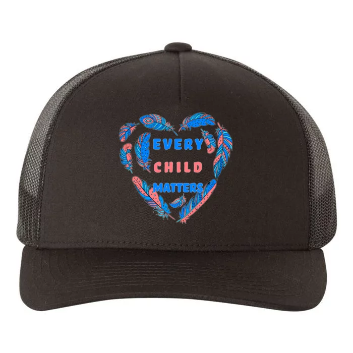 Every Child Matters Feather Heart Colorful Yupoong Adult 5-Panel Trucker Hat