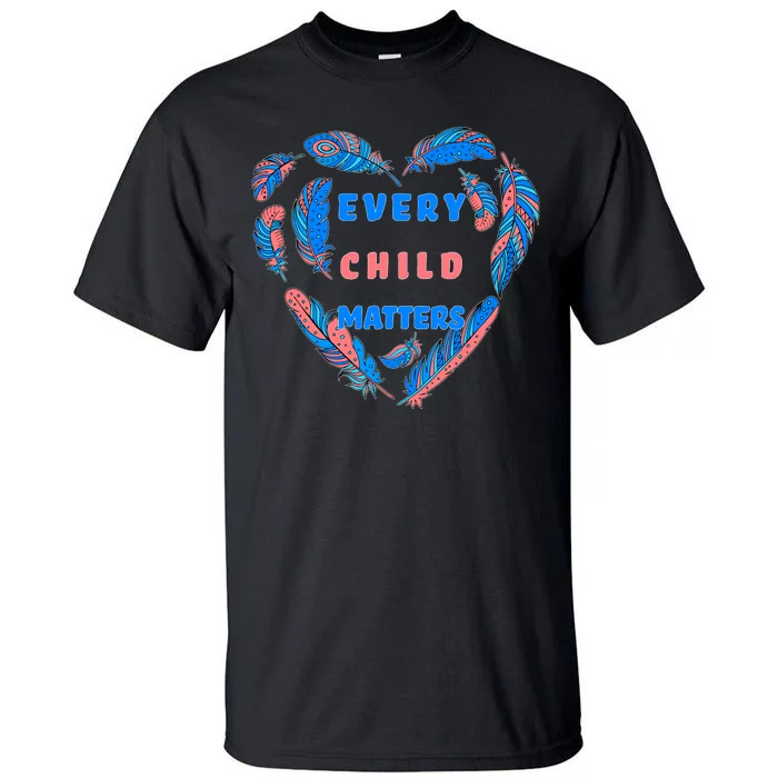 Every Child Matters Feather Heart Colorful Tall T-Shirt