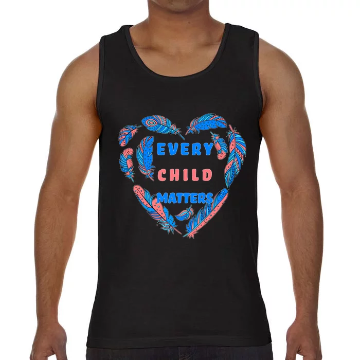 Every Child Matters Feather Heart Colorful Comfort Colors® Tank Top