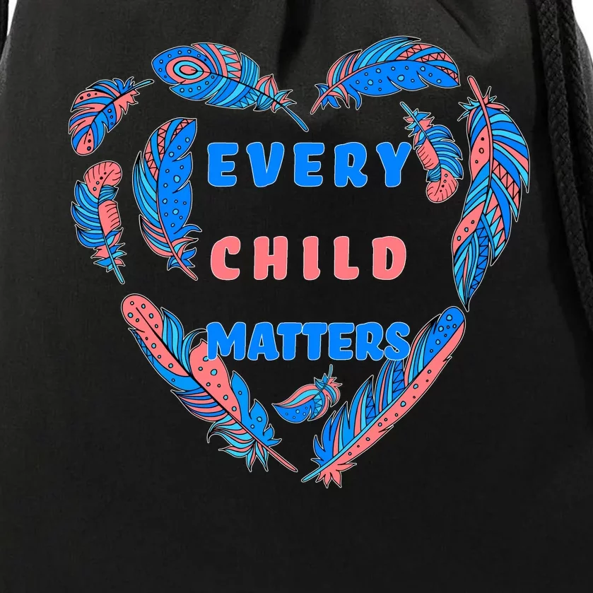 Every Child Matters Feather Heart Colorful Drawstring Bag